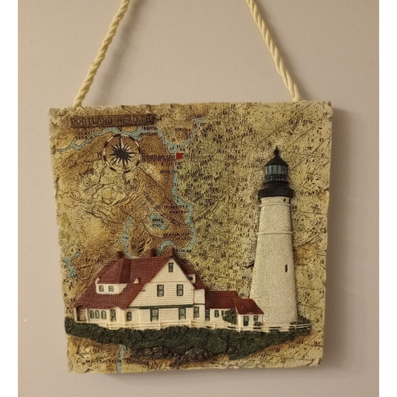 ⏰Portland Head, ME Lighthouse 3D Tile Table Stand or Hang Art Wall Plaque - Picture 1 of 6